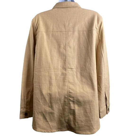 Talbots Women’s Textured Sand Castle Button Up Jacket Size M Oversized Lagenlook - Picture 2 of 13